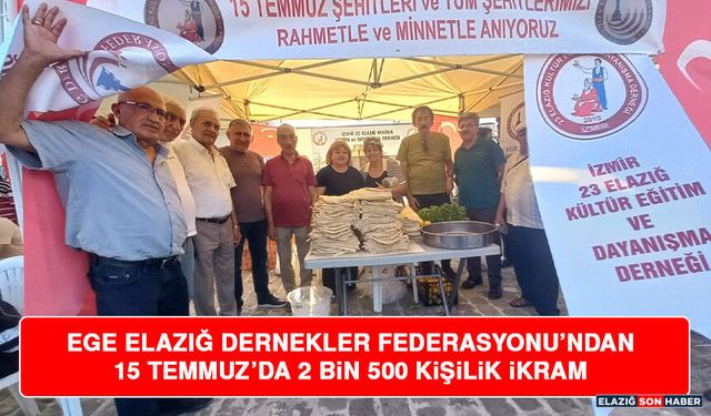 Ege Elazığ Dernekler Federasyonu’ndan 15 Temmuz’da 2 Bin 500 Kişilik İkram