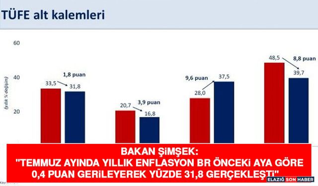Bakan Şimşek: "Temmuz Ayında Yıllık Enflasyon Bir Önceki Aya Göre 0,4 Puan Gerileyerek Yüzde 31,8 Gerçekleşti"