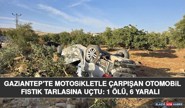 Gaziantep'te Motosikletle Çarpışan Otomobil Fıstık Tarlasına Uçtu: 1 Ölü, 6 Yaralı