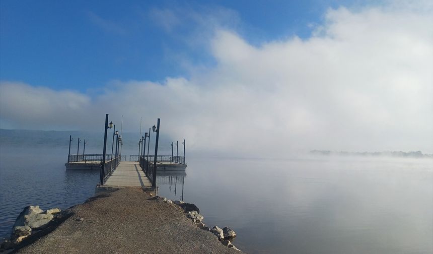 Yeniçağa Kuş Cenneti'nde sis güzel görüntü oluşturdu