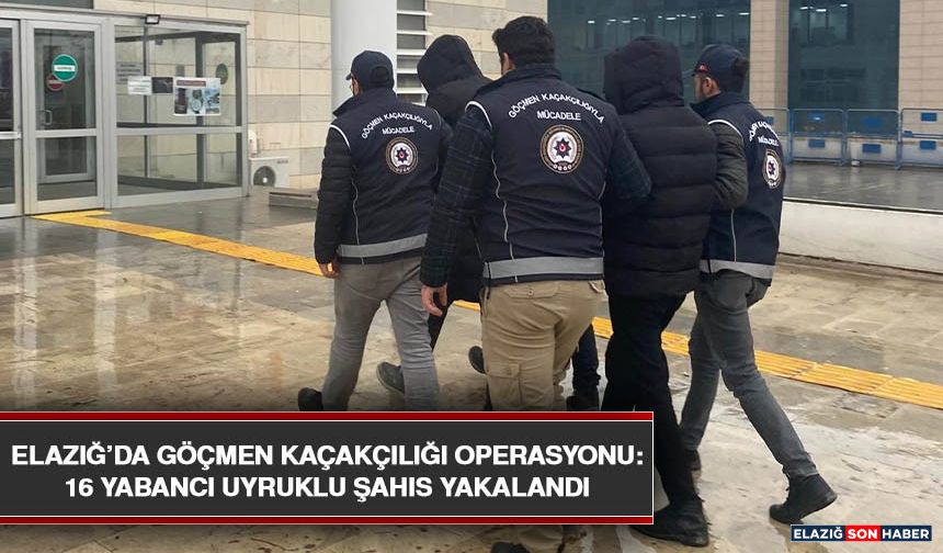 Elazığ’da Göçmen Kaçakçılığı Operasyonu: 16 Yabancı Uyruklu Şahıs Yakalandı