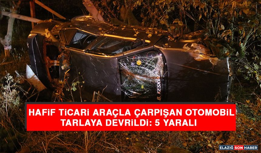Hafif Ticari Araçla Çarpışan Otomobil Tarlaya Devrildi: 5 Yaralı