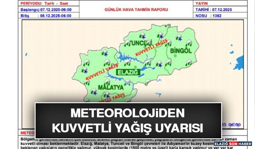 Meteorolojiden Kuvvetli Yağış Uyarısı