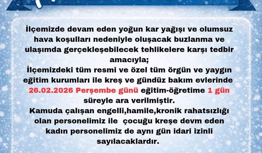 Bingöl'de 2 ilçede eğitime kar engeli