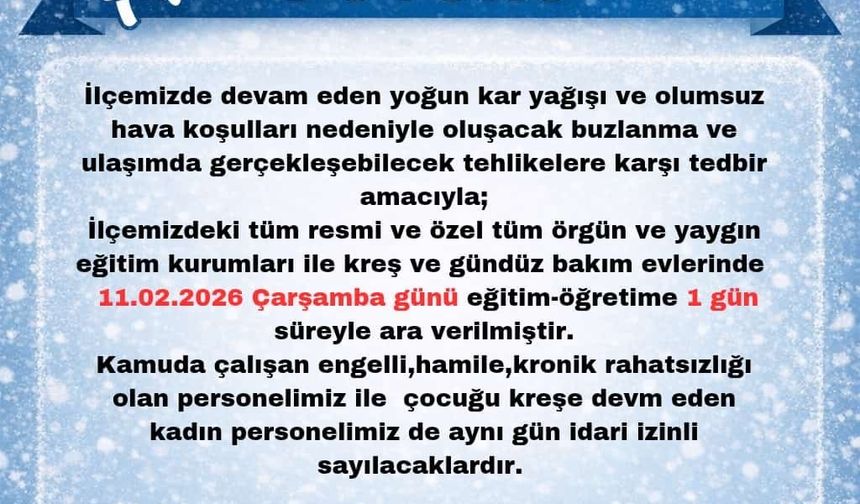 Karlıova'da eğitime 1 gün ara