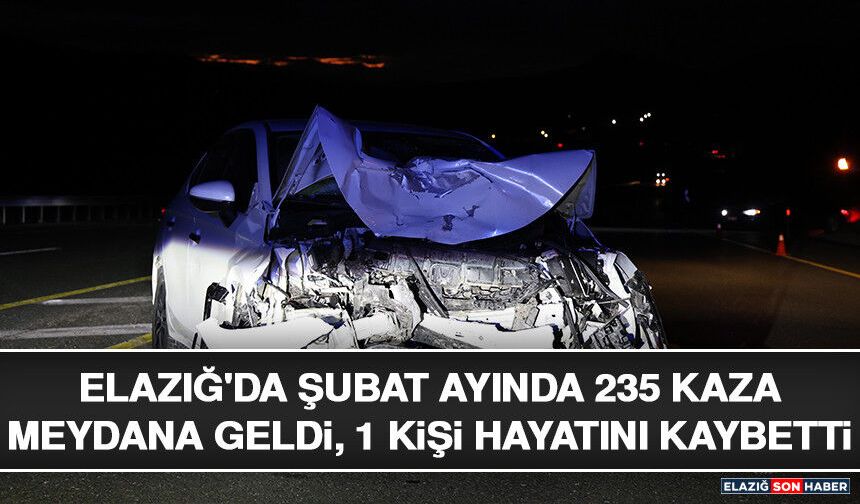 Elazığ'da Şubat Ayında 235 Kaza Meydana Geldi, 1 Kişi Hayatını Kaybetti