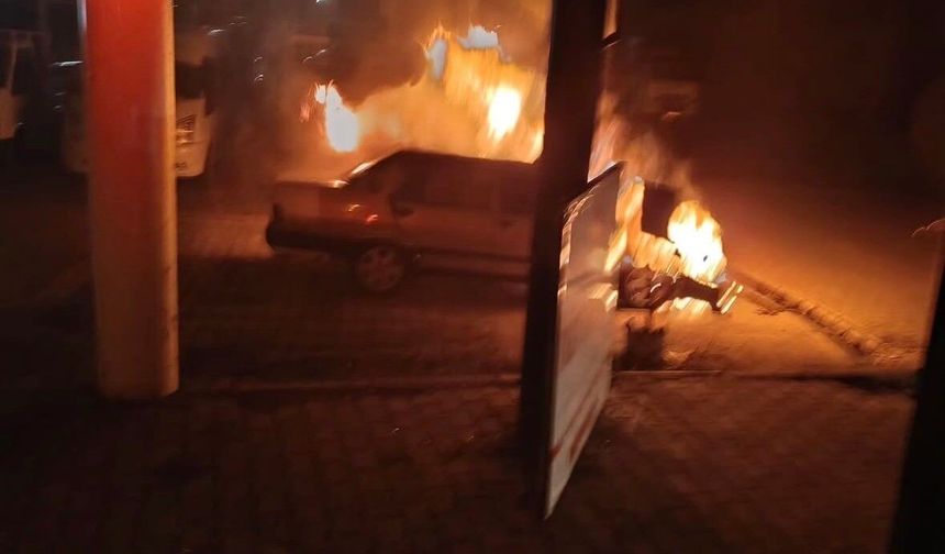 Bingöl'de park halindeki araç alevlere teslim oldu