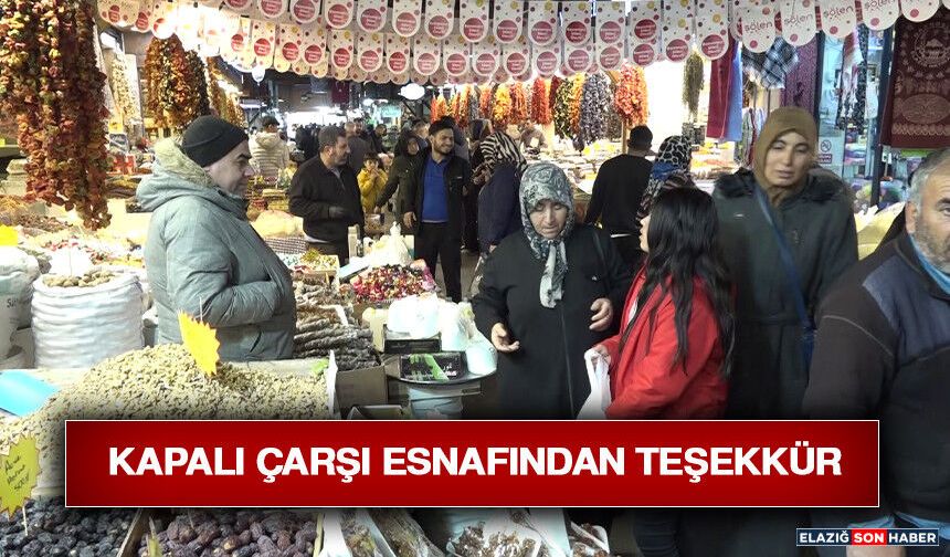 Kapalı Çarşı Esnafından Teşekkür