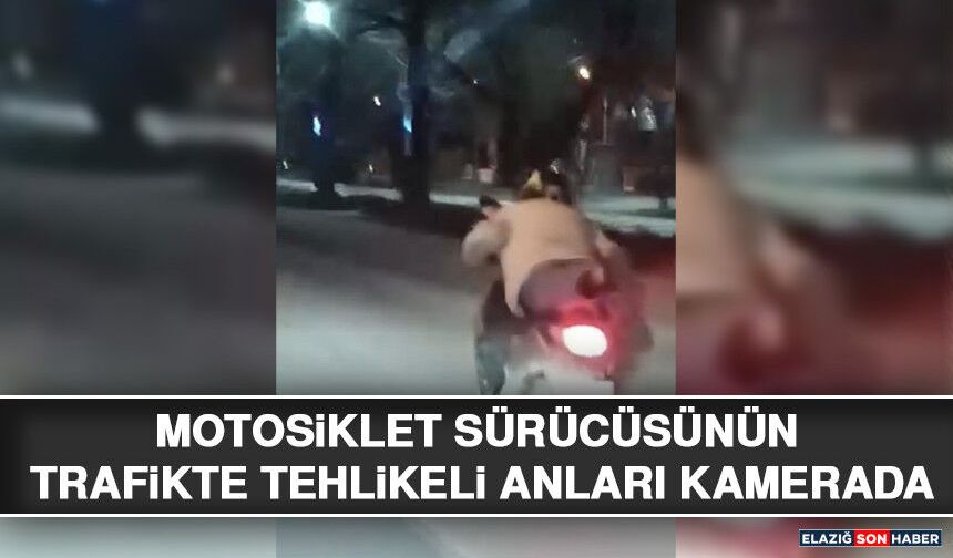 Motosiklet Sürücüsünün Trafikte Tehlikeli Anları Kamerada