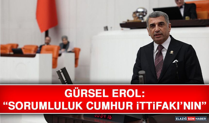 Gürsel Erol: “Sorumluluk Cumhur İttifakı’nın”