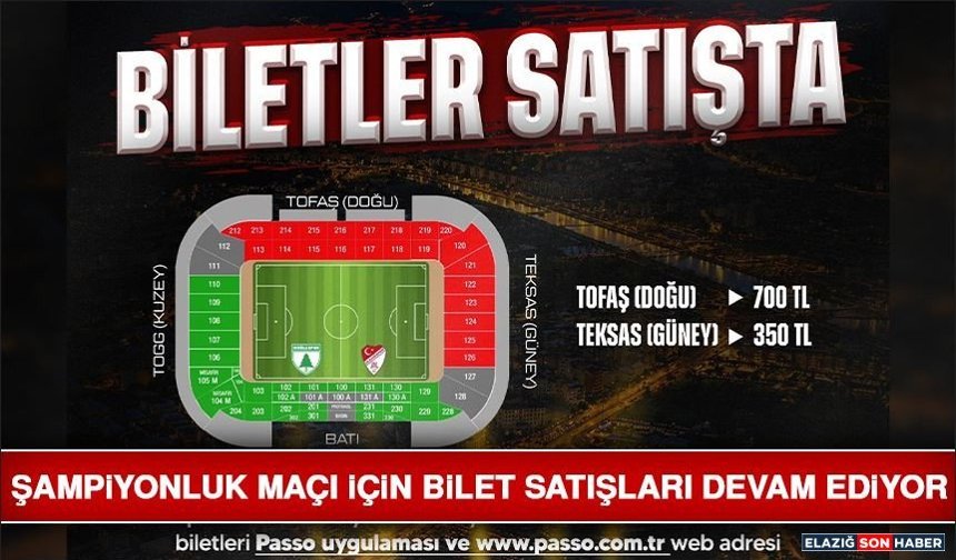 Şampiyonluk Maçı İçin Bilet Satışları Devam Ediyor