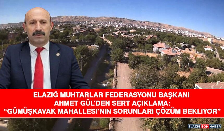 Elazığ Muhtarlar Federasyonu Başkanı Ahmet Gül’den Sert Açıklama: “Gümüşkavak Mahallesi’nin Sorunları Çözüm Bekliyor”