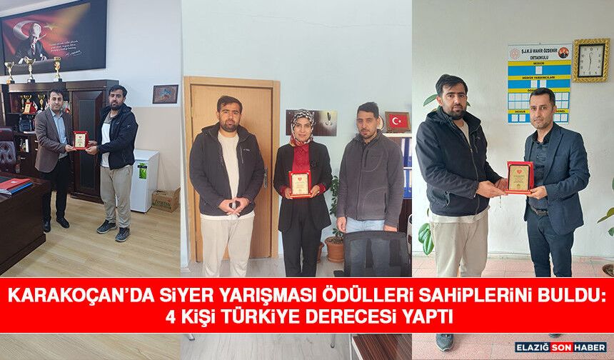 Karakoçan’da Siyer Yarışması Ödülleri Sahiplerini Buldu: 4 Kişi Türkiye Derecesi Yaptı