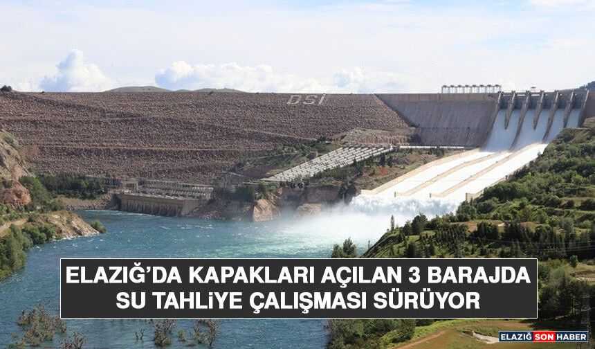 Elazığ'da Kapakları Açılan 3 Barajda Su Tahliye Çalışması Sürüyor