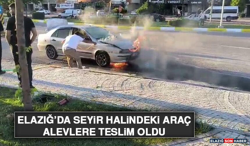 Elazığ’da Seyir Halindeki Araç Alevlere Teslim Oldu