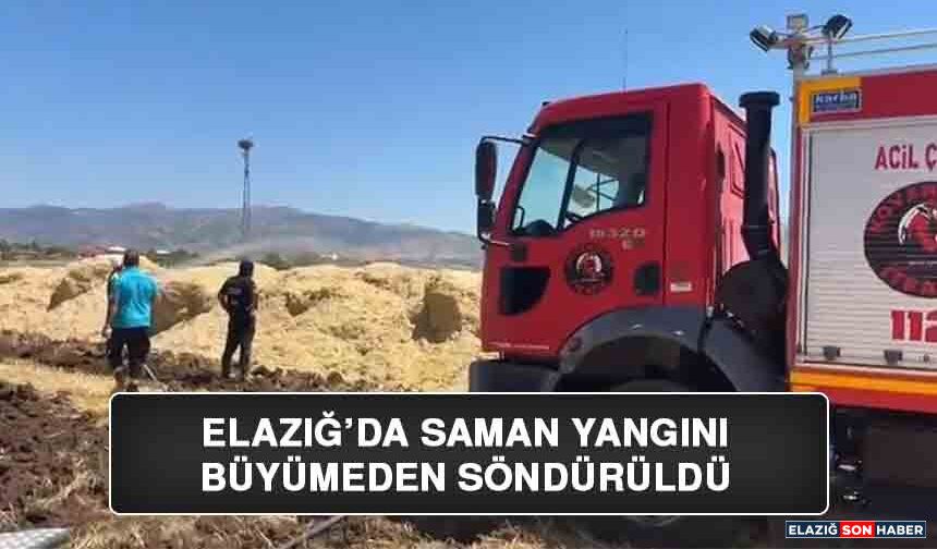 Elazığ’da Saman Yangını Büyümeden Söndürüldü