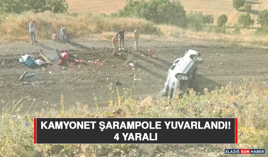 Kamyonet Şarampole Yuvarlandı: 4 Yaralı