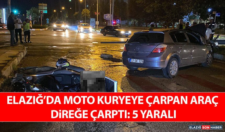 Elazığ’da Kaza: Moto Kuryeye Çarpan Araç Direğe Çarptı