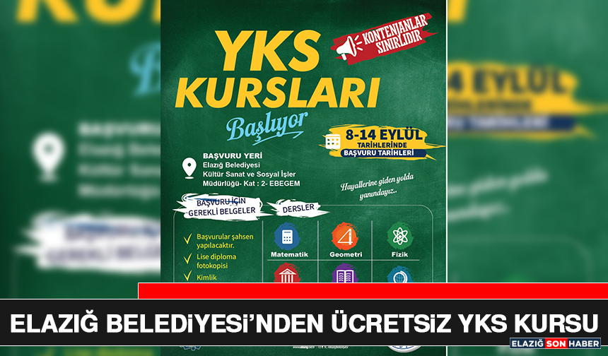 Elazığ Belediyesi’nden Ücretsiz YKS Kursu