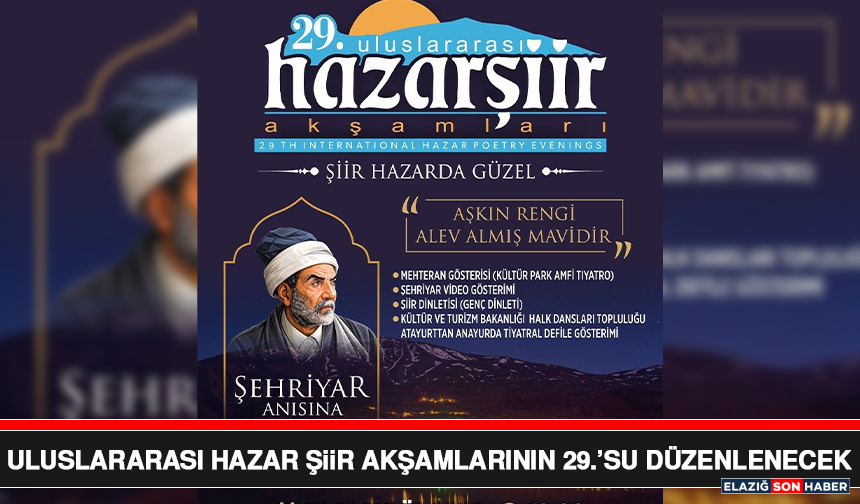Uluslararası Hazar Şiir Akşamlarının 29.’su Düzenlenecek