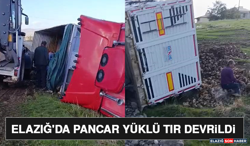 Elazığ'da Pancar Yüklü Tır Devrildi