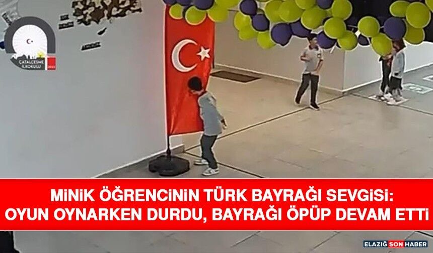 Minik Öğrencinin Türk Bayrağı Sevgisi: Oyun Oynarken Durdu, Bayrağı Öpüp Devam Etti