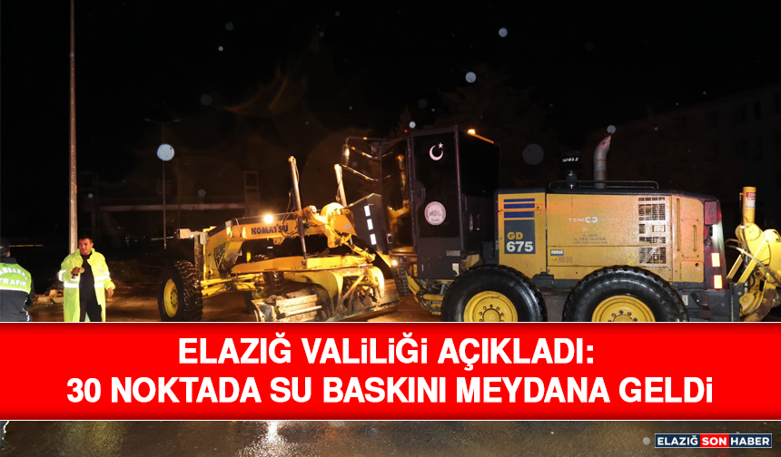 Elazığ Valiliği Açıkladı: 30 Noktada Su Baskını Meydana Geldi