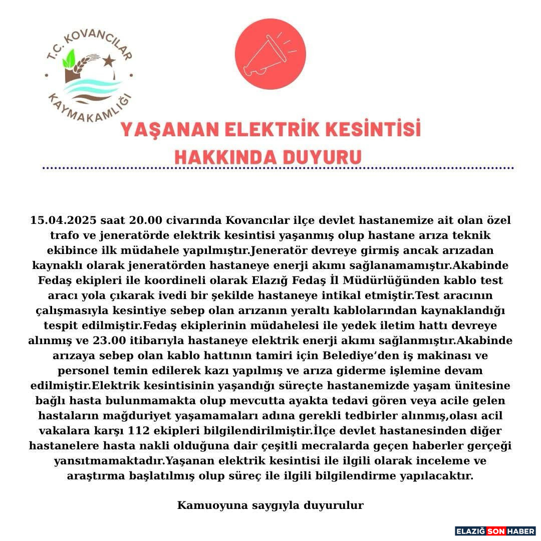 Kovancılar Devlet Hastanesi Foto
