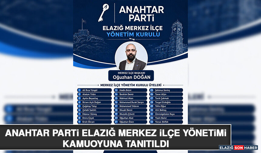 Anahtar Parti Elazığ Merkez İlçe Yönetimi Kamuoyuna Tanıtıldı