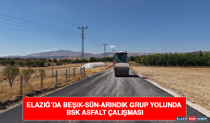 Elazığ’da Beşik-Sün-Arındık Grup Yolunda BSK Asfalt Çalışması