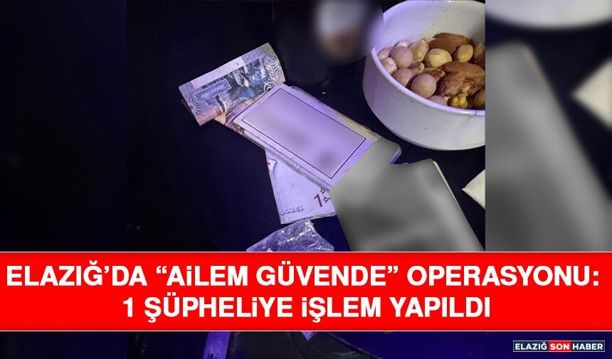 Elazığ’da “Ailem Güvende” Operasyonu: 1 Şüpheliye İşlem Yapıldı