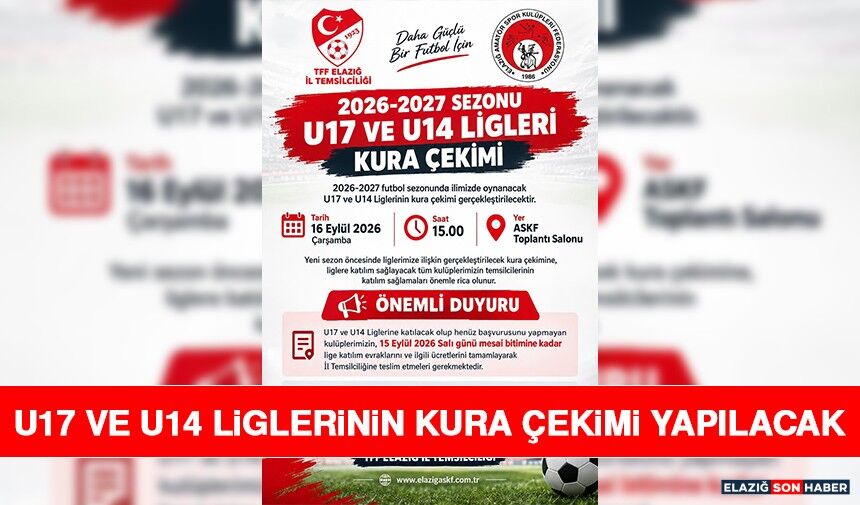 U17 ve U14 Liglerinin Kura Çekimi Yapılacak